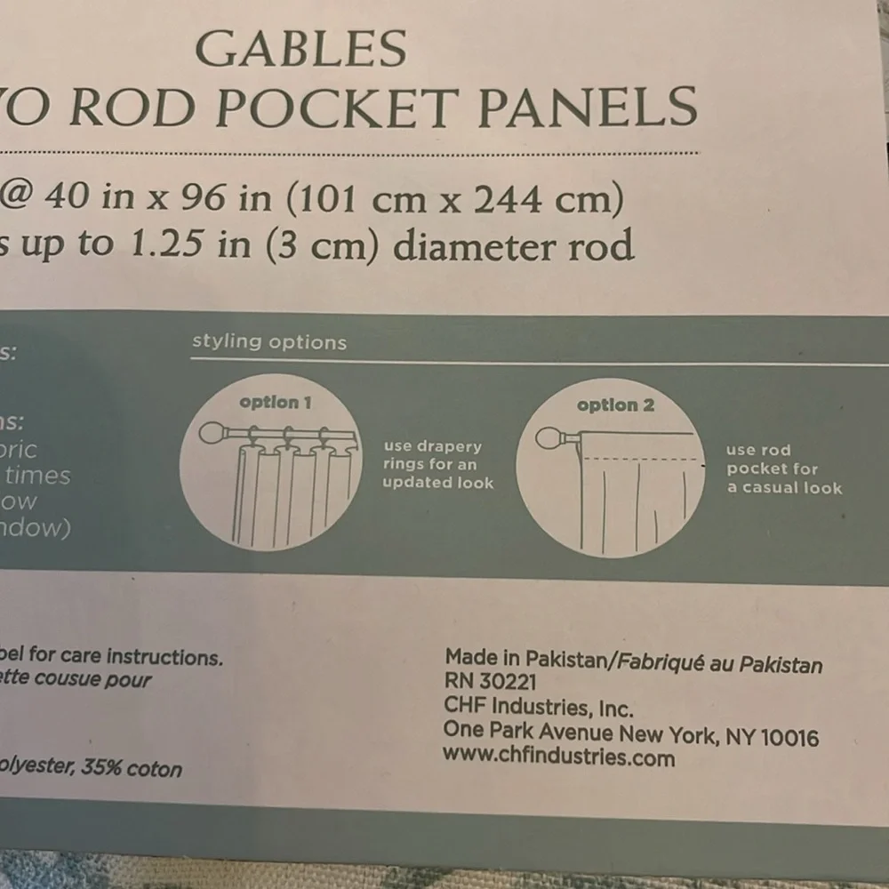Peri Home Gables Curtain Panels Rod Pocket Seafoam New